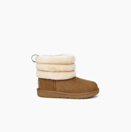 UGG Fluff Mini Quilted Brown Boots for Kids (KYFR39758)